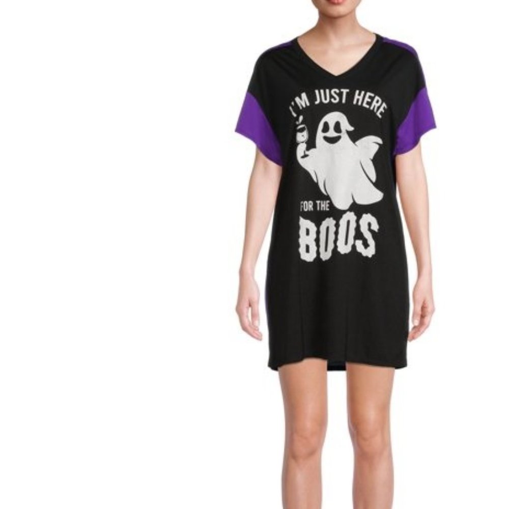 Women's  Ghosts "I Am Just Here for the Boos" Halloween Sleepshirt Size XS S NWT
